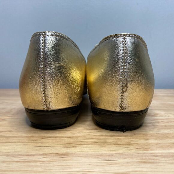 9 West Nine West Gold Metallic Vintage Loafers Rhinestone Pointed Toe Women’s 6 - Picture 12 of 12